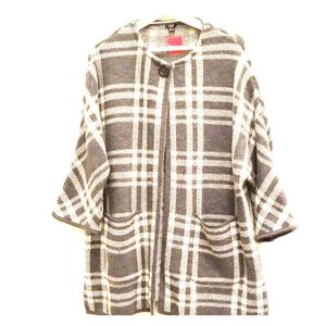 Women M Knit Comfortable Grey White Jacket